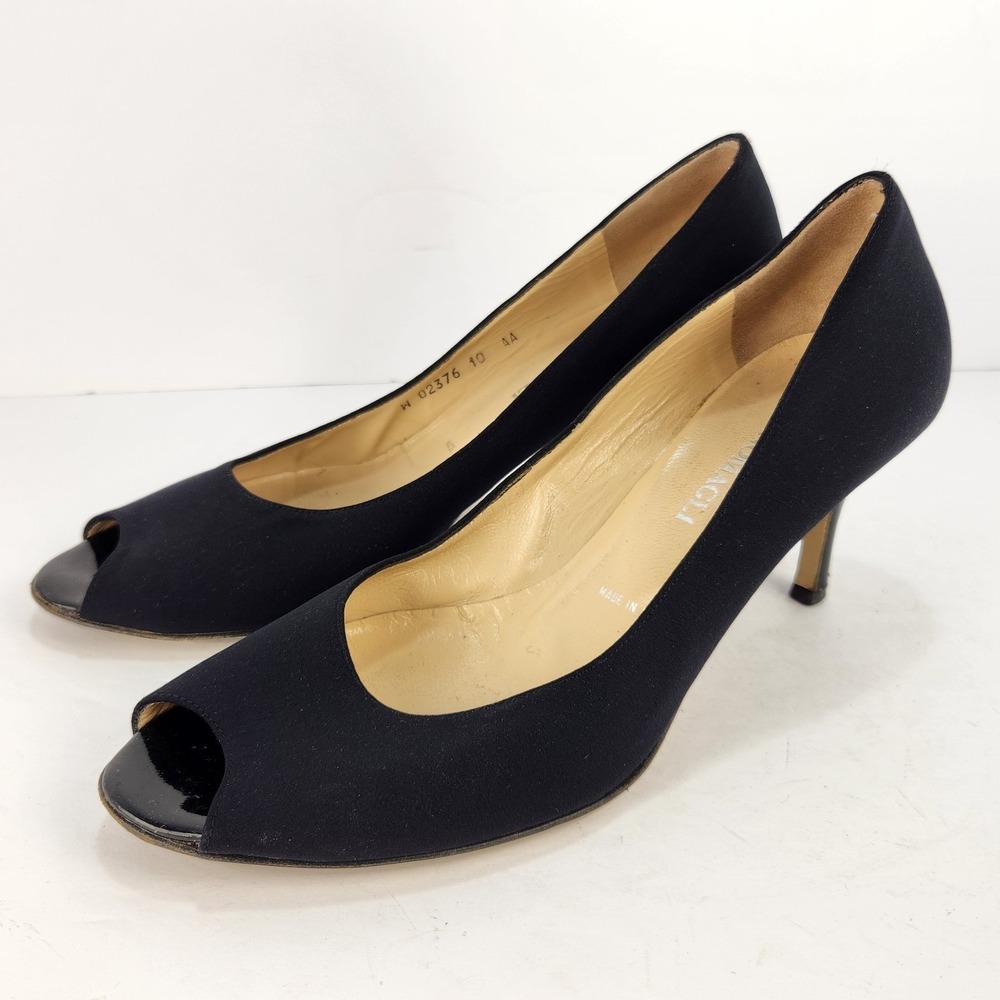 Bruno Magli Women's Elegant Classy Minimalist Open Toe Black Pumps Size 10 AA